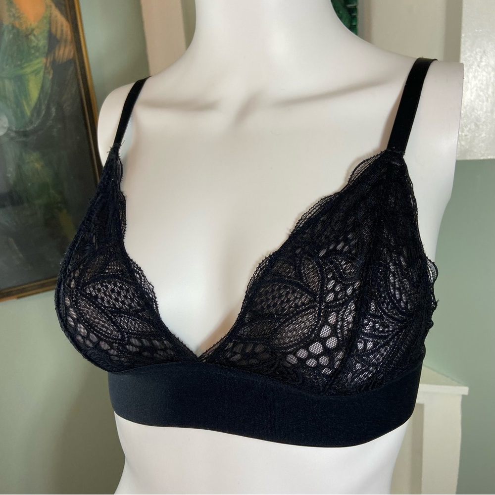 3/$12 Lively Sheer Black XSmall XS Lace Bralette bra elastic